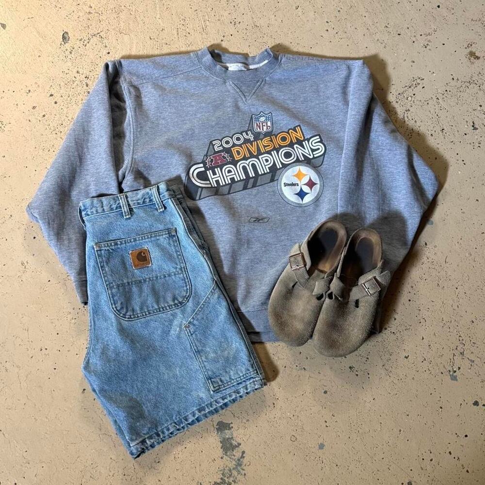 Vintage Reebok Pittsburgh Steelers 2004 division champions grey graphic crewneck